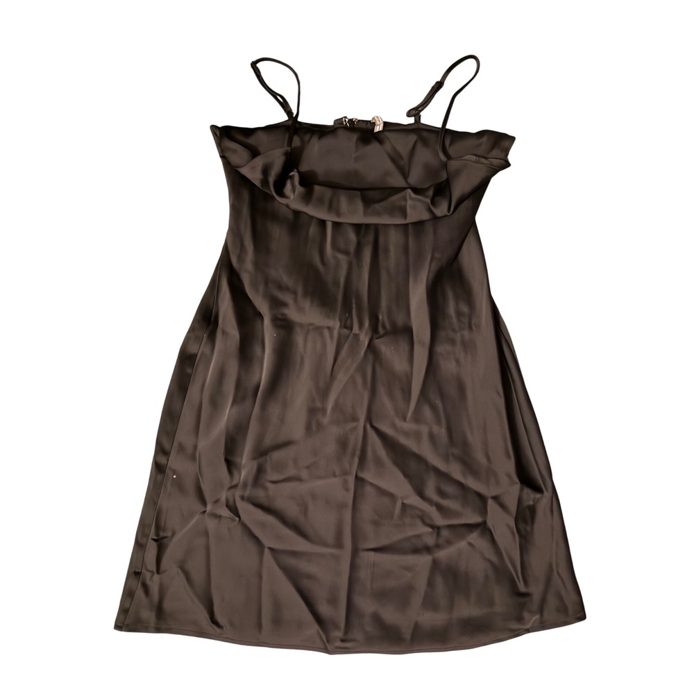 Urban Outfitters Black Satin Cowl Neck Slip Mini Dress Adjustable Straps Small